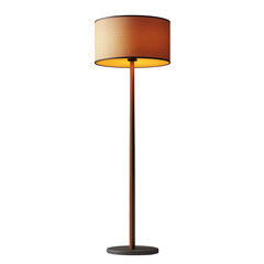 Warm light emanates from a modern floor lamp casting a gentle glow in a on transparent background
