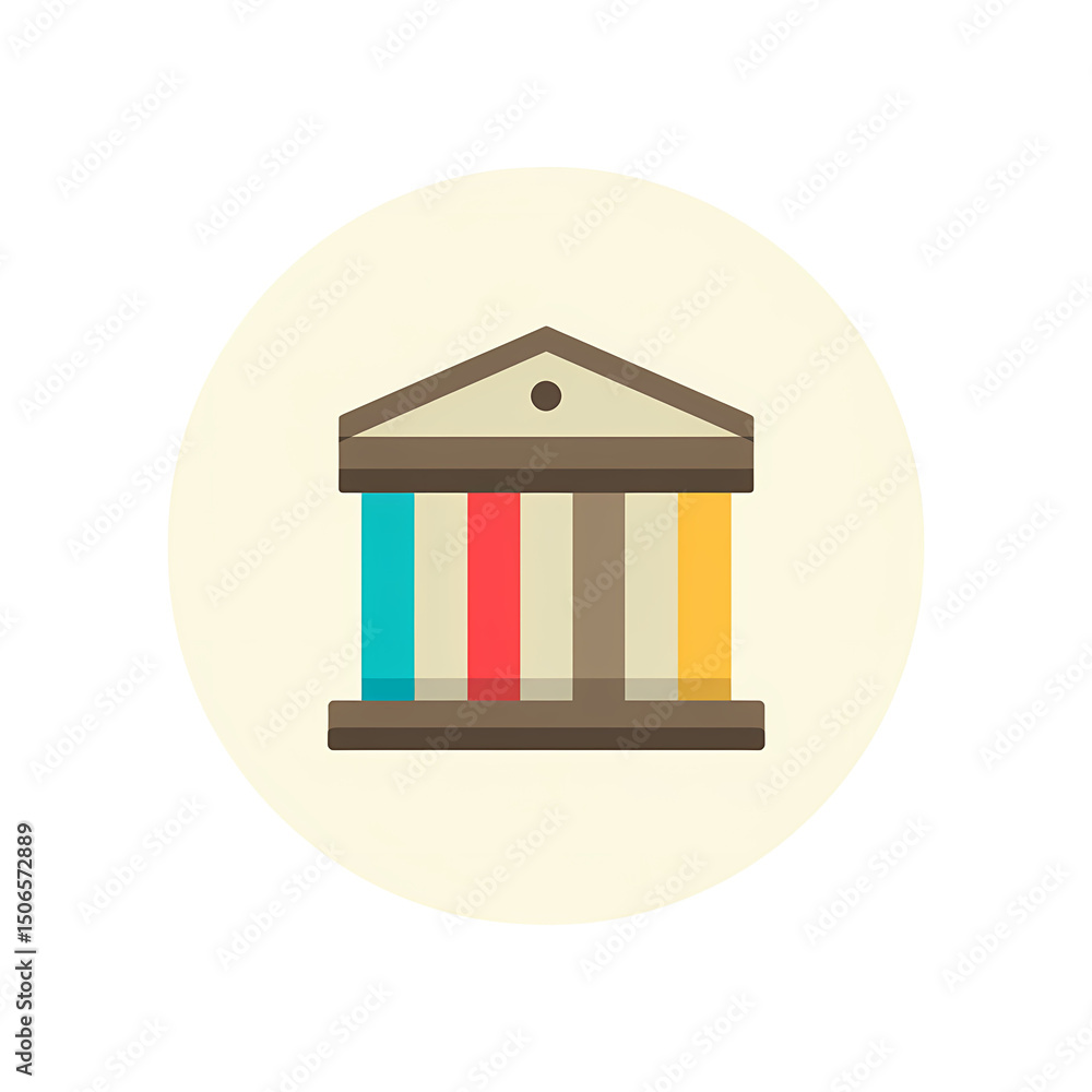 Poster colorful building icon in a circle with a transparent background on transparent background