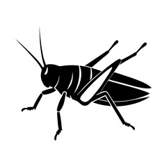 Silhouette illustration of a grasshopper with long antennae legs