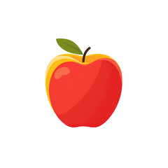 Fototapeta premium Stylized Red Apple Illustration with Leaf on Transparent Background