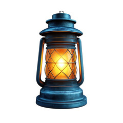A vintage blue lantern glows warmly a beacon of hope in darkness casting a on transparent background