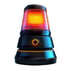 A futuristic emergency beacon glowing brightly signaling danger and on transparent background