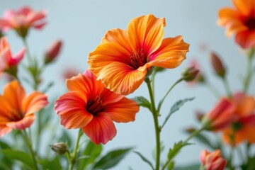 Fototapeta premium Orange Hibiscus Flowers Blooming