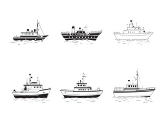 Obraz premium Simple barge line art design for creative projects