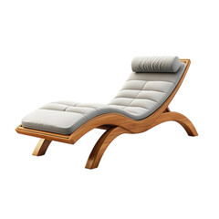Luxurious wooden chaise lounge promising an afternoon siesta of restful on transparent background