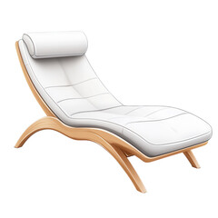 A serene white chaise lounge invites relaxation and calm perfect for on transparent background