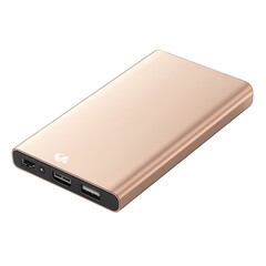 Portable power a sleek rose gold power bank promises lasting energy in a on transparent background