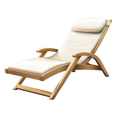 A peaceful off white beach lounger beckons relaxation for summer days in on transparent background