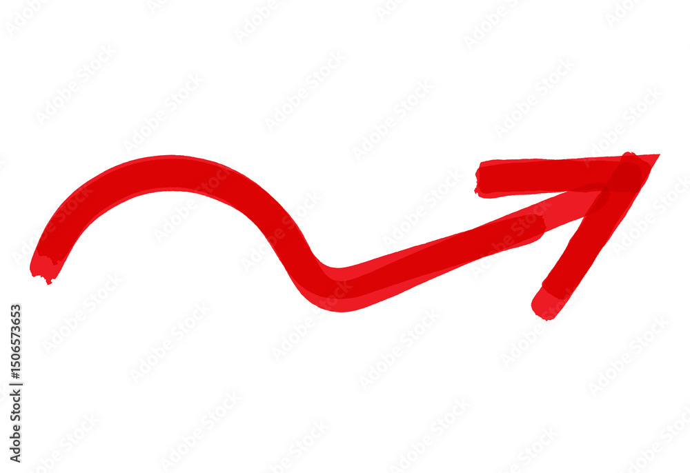 Poster red marker arrow, sketch arrow brush drawn, hand drawn arrow doodle style, decorative direction poin