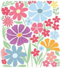 Floral Doodle Background Vector, Minimalist Abstract Nature Art Shapes, Abstract Boho Botanical Flower And Leaves Pattern, Plants Design For Background or wallpaper, Template, Clothing, Fashion.