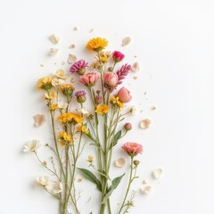 Obraz premium Wildflower Arrangement on White Background