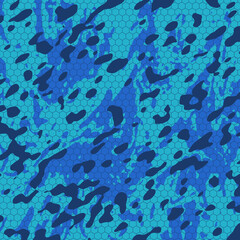 Abstract blue sea camouflage pattern with deep ocean-inspired design, perfect for fashion, textile pattern, wall art, mobile cover, and stylish digital background and wallpaper use.
