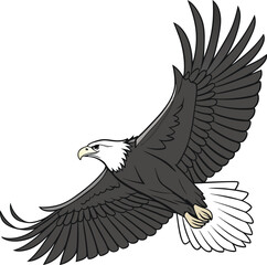 Obraz premium American Bald Eagle Soaring with Spread Wings, A Symbol of Freedom