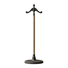 An ornate standing coat rack waiting to display vintage garments isolated on transparent background