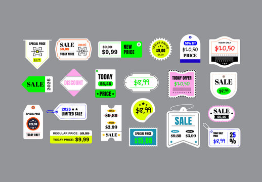 Vintage Price Stickers Retro Labels Old Pricing Tags