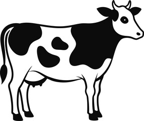 Cow line art vector illustration on transparent background.