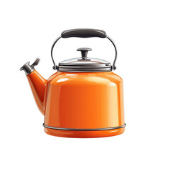 A bright orange kettle poised to steep a comforting tea a nostalgic warmth on transparent background