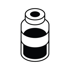 An editable isometric filled icon showing liquid medicine