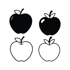 Apple silhouette, Apple cartoon silhouette