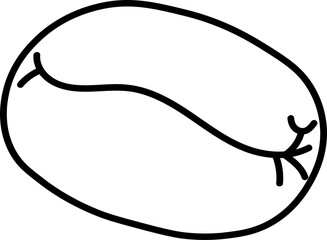 Black Outline Drawing of Two Coffee Beans Illustration