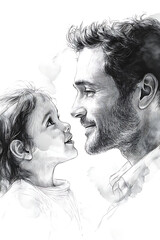 classic ink drawing of fathers day greeting card