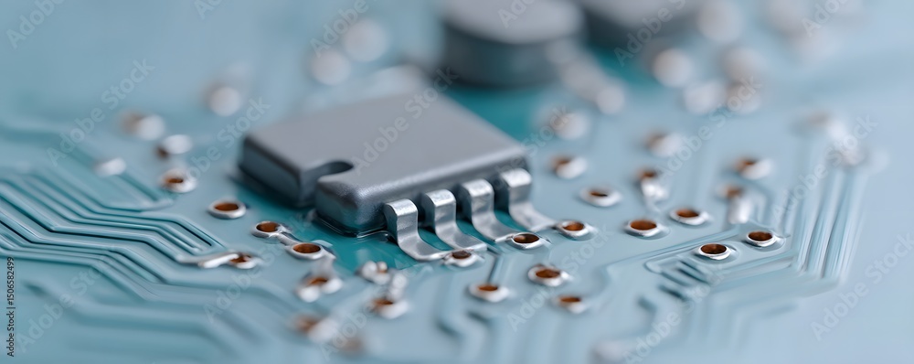 Poster a luminous blue circuit board forms the core of this abstract digital background, representing the e