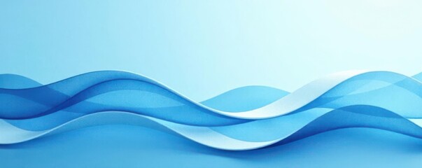 Serene light blue abstract waves; soft gradient, flowing lines , illustration, shade