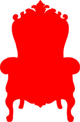 Red silhouette of a king's throne, chair vector design art