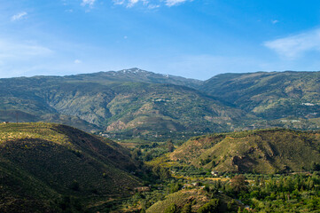 Fototapeta premium Hiking trail to Mulhacen peak in the spring in Sierra Nevada National Park, Spain