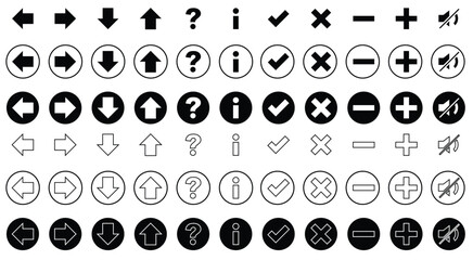 black and white icons set