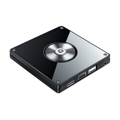 Modern black external hard drive providing reliable data storage with on transparent background