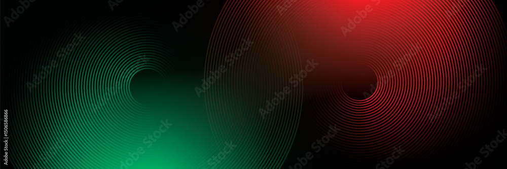 Poster abstract futuristic technology lines background with red and green light effect. gradient circle lin