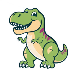 Naklejka premium T Rex green cartoon cute cartoon