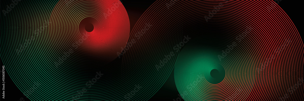 Poster abstract futuristic technology lines background with red and green light effect. gradient circle lin