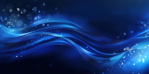 Fototapeta premium Abstract blue wave design with glowing bokeh lights, creating a dynamic, elegant, and subtly shimmering effect