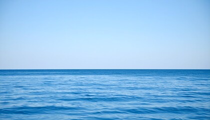 Fototapeta premium Blue sea without waves, calm water, minimalism