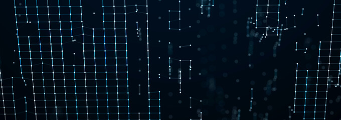 Sci-fi background. Digital wave with many particles. Template for festive presentation. 3d rendering