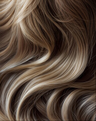 Fototapeta premium Closeup of smooth blonde wavy hair strands showing natural shine and soft texture in high detail