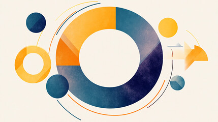 Modern Abstract Circular Infographic in Blue and Orange