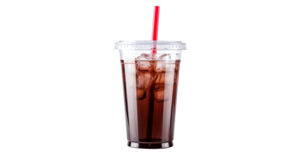 Refreshing Iced Drink in Plastic Cup with Straw Perfect for Summer Beverages Menu Design
