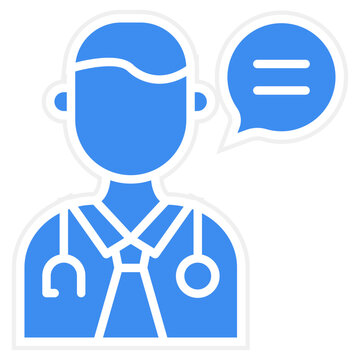 blue doctor speaking, medical consultation clip art preview