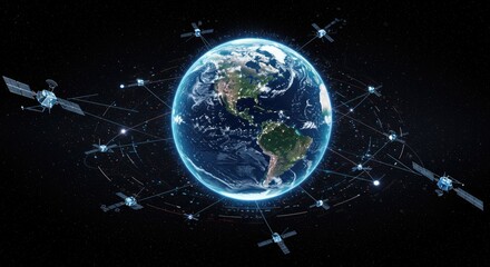 Naklejka premium Earth surrounded by satellites in space (1)
