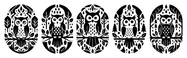 stylized owl pattern decorative design
