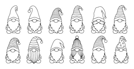 gnomes with beards and hats set