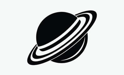 Planet Saturn Silhouette Icon