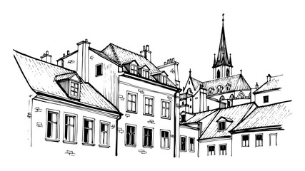 old european town street sketch © Aisha Kudorova