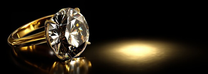 gold ring with diamon, Use a soft spotlight to highlight its shine and shape,