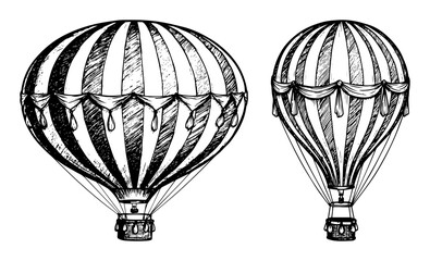 hot air balloons vintage sketch set © Aisha Kudorova