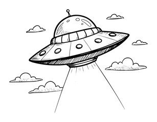 ufo spaceship beaming light cartoon