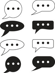 Chat Bubble Icon Set with Message Symbol for Communication and Interface Design